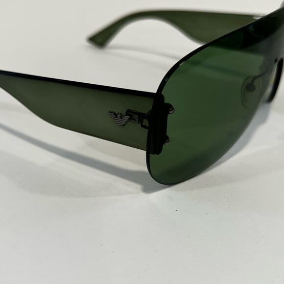 RARE NWOT Vintage Emporio Armani Retro Style Aviator Rimless Sunglasses Green - Picture 3 of 12